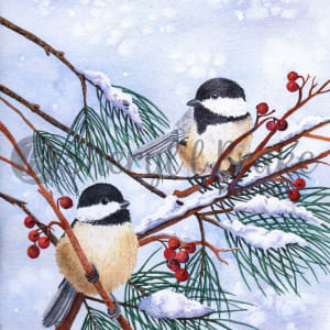 Winter Chickadees by Sheryl L Brake