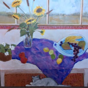 Still Life with Chat Gris by Anne Breese White