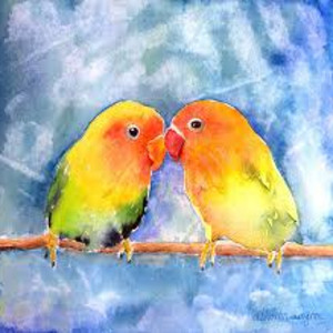 Lovey Dovey Lovebirds by Arline  Wagner