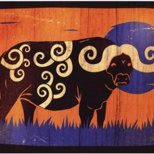 Woodblock Buffalo by Benjamin Bay