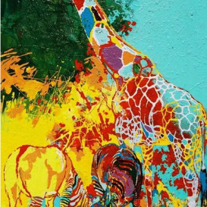 Two Zebras and a Giraffe by Fatmire Gjevukaj