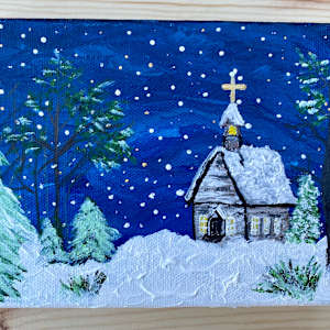 Snowy Chapel in the Woods by Jenny E. Dennis