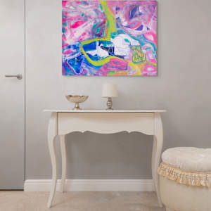 Habitat by Dorota Lapa-Maik  Image: Dorota Łapa-Maik, Habitat, acrylic and pastel on canvas, 80x100cm, 2024 visualisation  in the interior 3