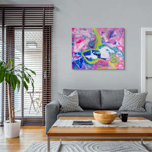 Habitat by Dorota Lapa-Maik  Image: Dorota Łapa-Maik, Habitat, acrylic and pastel on canvas, 80x100cm, 2024 visualisation  in the interior 5
