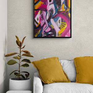 Goddesses of the Cycle: Hecate / Boginie cyklu: Hekate by Dorota Lapa-Maik  Image: Dorota Lapa-Maik,  Hekate, acrylic and marker on canvas, 2024, visualisation in an interior