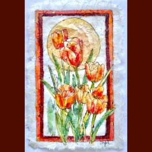 Batik Orange Tulips by Rebecca Zdybel 
