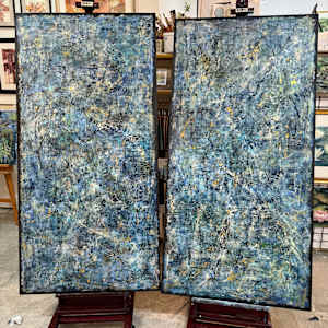 Abstract  Duo Commission- Matt and Marian Scalise "Petroglyphic Parchments" by Rebecca Zdybel