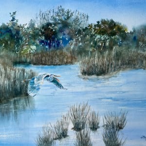 Marsh Heron in Flight by Rebecca Zdybel 