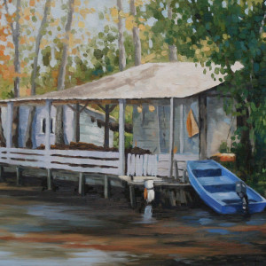 Blue Rowboat Pearl River by Linda Langhorst