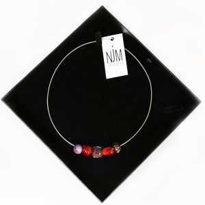 Flamework Glass Bead Necklace  Red & Mauve Country by Nada Murphy