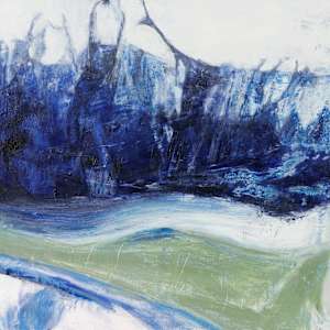 OCEAN ABSTRACTS (pentaptych) by Laura Letchinger  Image: panel 4, 12"x12"x1.5"
