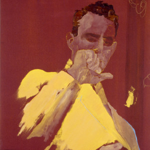 Untitled (falconer looking at hand) by Lisa Mihm, Image 1.