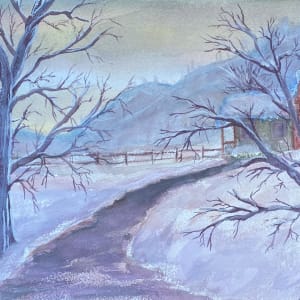 SNOWY SUNSET ON THE FARM by Doug Gazlay
