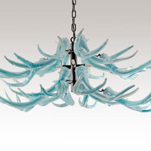 Glass Antler Chandelier-Light Turquoise