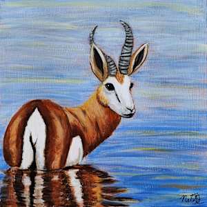 Namibian Symphony: All Quiet at the Waterhole by Poppyfish Studio: The Art of Natasha Monahan Papousek