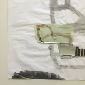 Ink on paper with stitched on collage elements 
