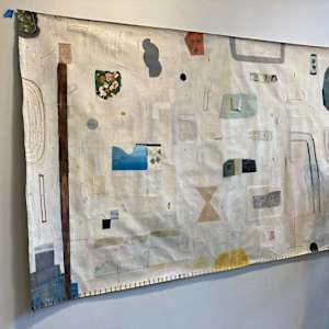 A Collection + Recollection of a Petrified Forest  (225–207 million years old)  52.25 x 98” Mixed media on un-stretched canvas by MaryAnn Puls 