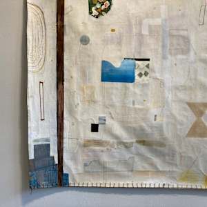 A Collection + Recollection of a Petrified Forest  (225–207 million years old)  52.25 x 98” Mixed media on un-stretched canvas by MaryAnn Puls 