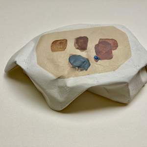 Table Sculpture with Painting by MaryAnn Puls