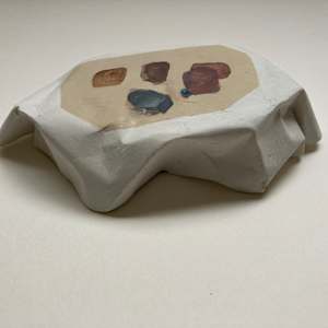 Table Sculpture with Painting by MaryAnn Puls 
