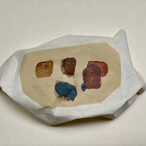 Table Sculpture with Painting by MaryAnn Puls 