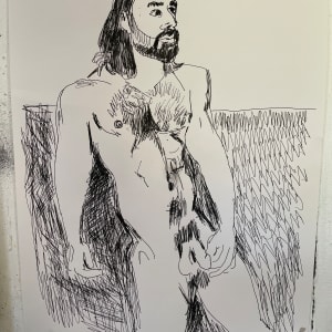Phil with long hair drawn in pen by Paul Seidell