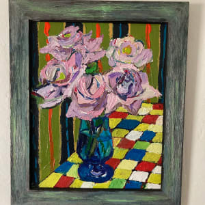Pink Roses on Checker