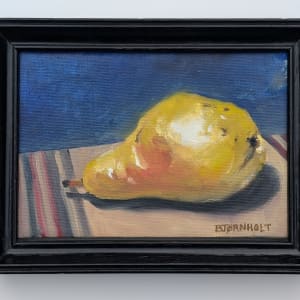Pear on a suitcase by Bobbi Bjornholt