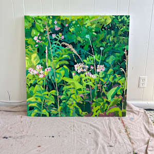 Bouncing Bet on the Blue Ridge by Krista Townsend  Image: Painting leaning on the studio wall.