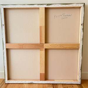 Conspire by Krista Townsend  Image: The back of the stretched canvas with cross bars.