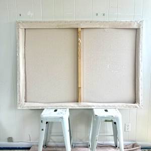 Early Fall by Krista Townsend  Image: The painting from the back showing a vertical cross stretcher bar. 
