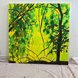Evening Glow And Sticks by Krista Townsend  Image: Painting from leaning on the studio wall.