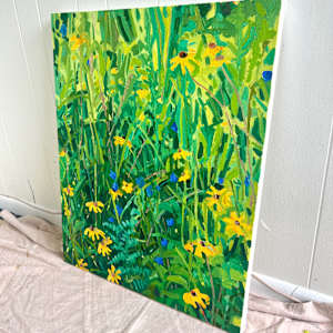 Flowers and Grasses by Krista Townsend  Image: The painting leaning on the studio wall.