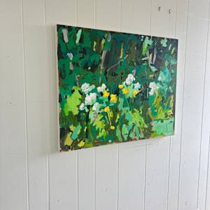 Green Exploration by Krista Townsend  Image: The painting hanging on the studio wall.