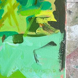 Green Exploration by Krista Townsend  Image: The painting is signed on the front lower right corner.