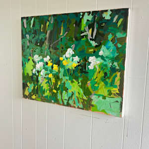Green Exploration by Krista Townsend  Image: The painting hanging on the studio wall.