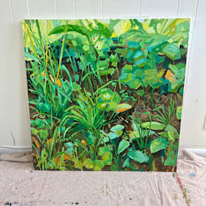 Hastas and Grasses by Krista Townsend  Image: Painting leaning on studio wall.