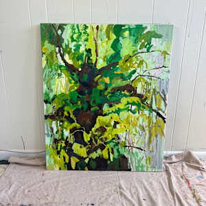 Leaves Of The Same Tree by Krista Townsend  Image: Painting leaning on studio wall.