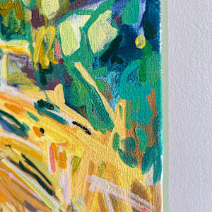 Microcosm by Krista Townsend  Image: The 1 and 1/2 inch edge is painted with a muted green. 