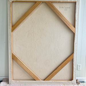 Patchwork by Krista Townsend  Image: The back of the stretcher with corner braces.