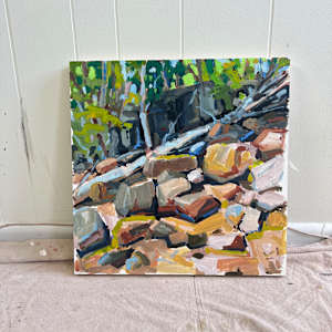 Rock Cave by Krista Townsend  Image: Painting leaning on the studio wall.