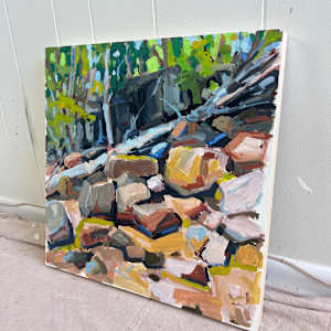 Rock Cave by Krista Townsend  Image: Painting leaning on the studio wall.