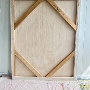 Snag by Krista Townsend  Image: The back of the stretcher with corner braces.