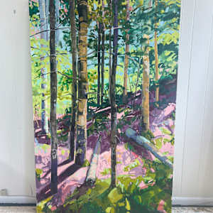 Solvitur Ambulando by Krista Townsend  Image: The painting leaning on the wall in the studio.