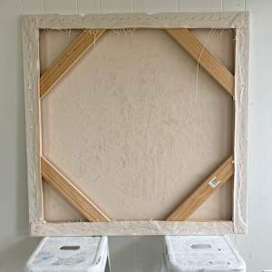 Yellow Leaves by Krista Townsend  Image: The canvas from the back with corner braces.