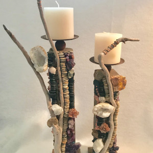 Candlestick, Neutral Geode Tall by Donna Hoyack 