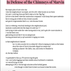 In Defense of the Chimneys of Marvin by Caroline Magee