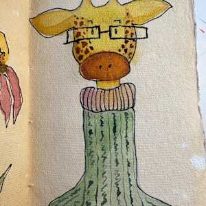Studious Giraffe Sketch by Robin Moore, Image 1.