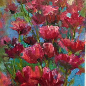 Red Posies by karen pedersen