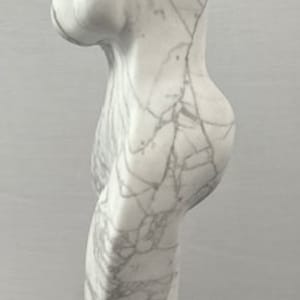 Dancing Muse by Scott Gentry Sculpture  Image: DANCING MUSE by Scott Gentry Sculpture. Carved from Calacatta marble and measuring 18.5Hx9Wx6D inches and placed atop a crystal base.